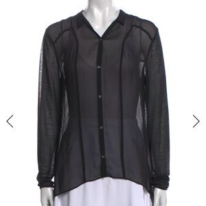 Helmut Lang Silk Sheer Black Button-Front Shirt